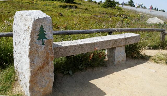 Brocken - Benno wurde von seinen Freunden diese Steinbank gespendet. Das ist die Stelle wo am 3.12.1989 die Öffnung der Brockenmauer von über 200 Wanderern erzwungen wurde, auch Benno Schmidt (Brocken - Benno) war mit dabei.