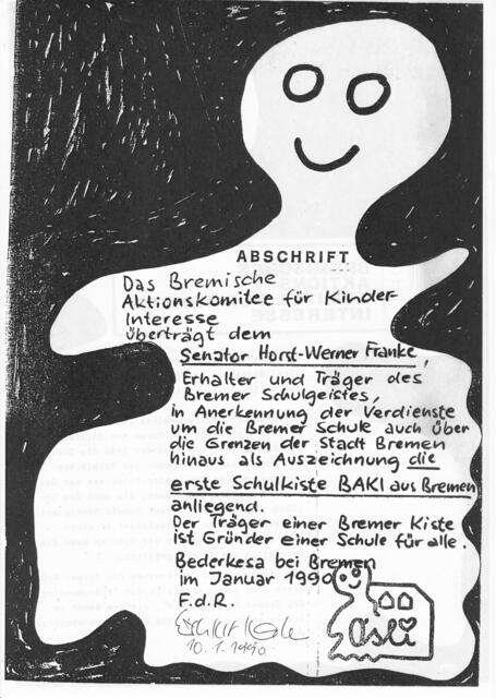 BAKI-Auszeichnung für den Bremer Schulsenator Horst-Werner Franke