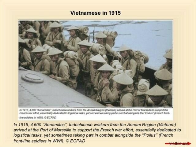´Ammamites`-Vietnamesen 1915 in Marseille. In der Festung wurden 1915 die „Annamite“-Vietnamesen untergebracht. Die französische Regierung hat damals 4 600 von ihnen als Kanonenfutter in den Ersten Weltkrieg geschickt. Ein großer Teil von ihnen ist auf europäischen Schlachtfeldern gefallen. 
   Mein vietnamesischer Freund Nguyen Tran Dung aus Hanoi besucht zzt. Marseille. Er hat nachgeforscht und dokumentiert die menschenrechtswidrige Kolonialpolitik der französischen Regierung.