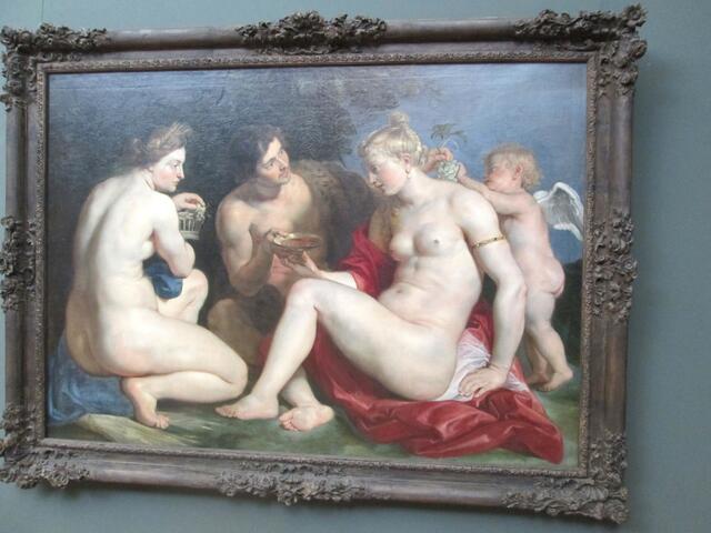 Im Schloss Wilhelmshöhe hängt dieses Gemälde von Peter Paul Rubens, das "Venus, Amor, Bacchus und Ceres" zeigt.