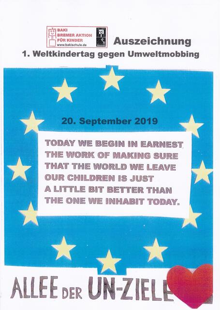 Europa-BAKI-Beitrag in Bremen zur 15. Woche des bürgerschaftlichen Engagements am 20. September 2019 (Weltkindertag)