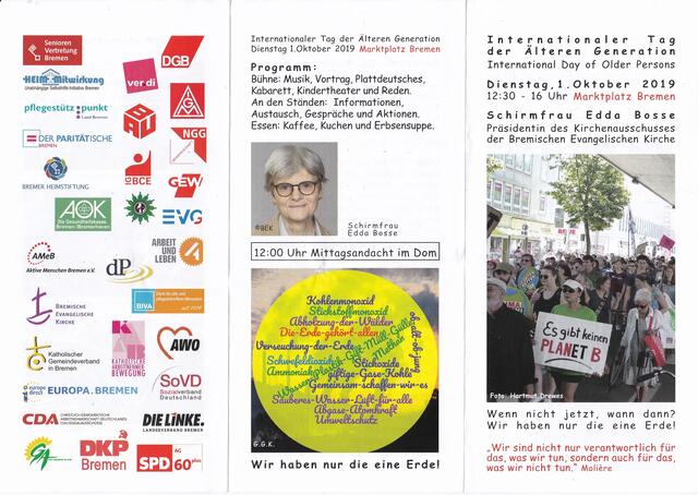 Bremen, 1. Oktober 2019: Faltblatt zum Internationalen Tag der Älteren Generation (1) | Foto: DGB Bremen-Elbe-Weser