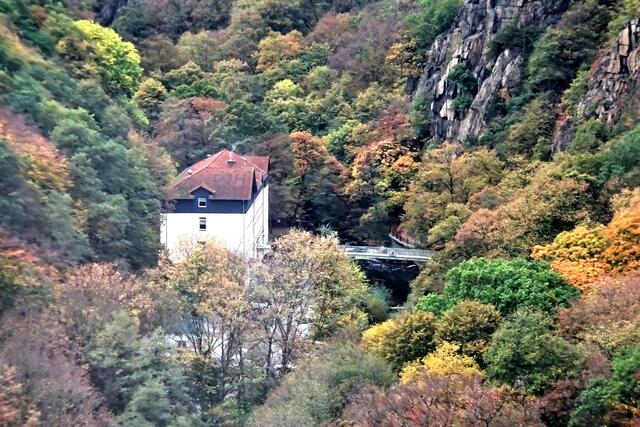 Blick aus der Gondel auf die Jugendherberge(früher Waldkater) im Bodetal