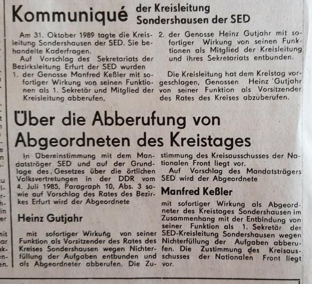 SED-Parteizeitung DAS VOLK, Erfurt 1989