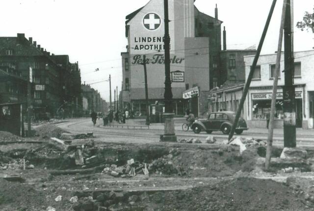 Umbau des Küchengartenplatzes, um 1950, in Blickrichtung Limmerstraße.