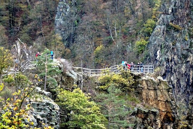 der Rosstrappenfelsen, die dahinter liegende Bergwand gehört zum Hexentanzplatz