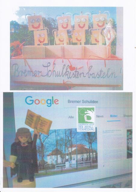 Plakat zur Europäischen Woche der Abfallvermeidung 2019 auf dem Meilenstein der Bremer Schule