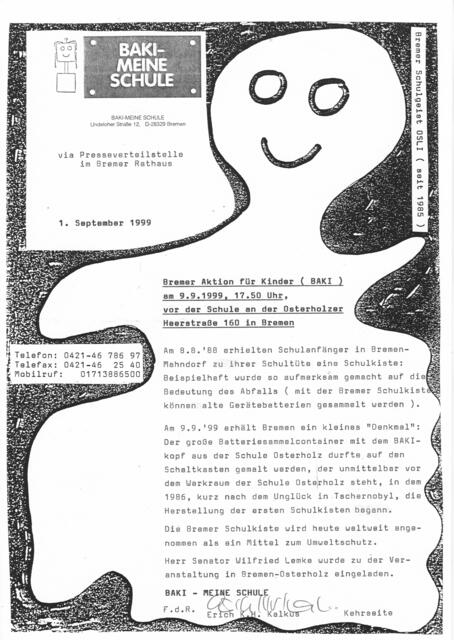 Pressemitteilung via Rathaus Bremen am 1. September 1999