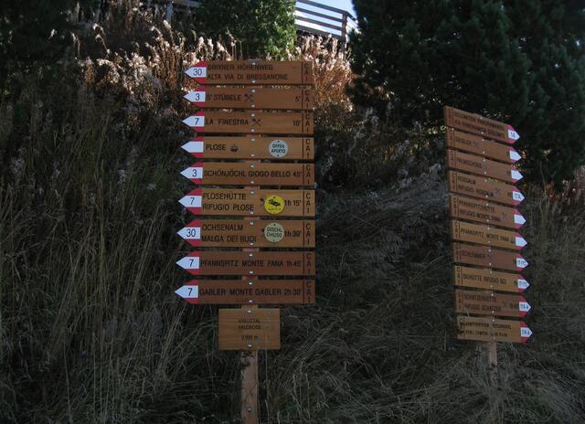 Parkplatz an der Bergstation der Plose Seilbahn. Wir entscheiden uns für eine Wanderung zur Rossalm.