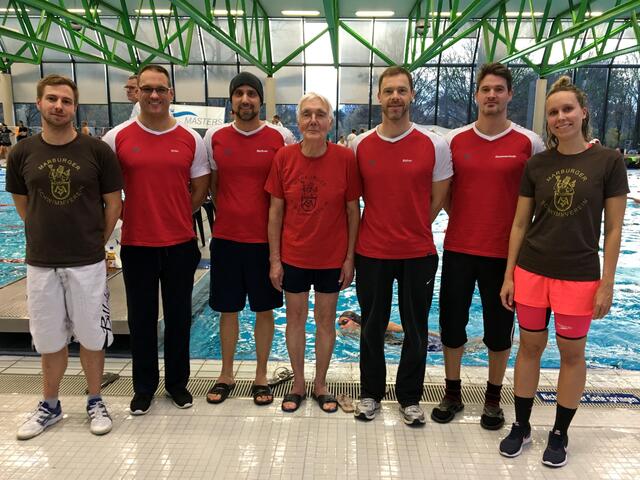 Unsere MSVler Masters: v.l. Jan Prennig, Fabian Grün, Christian Meißner, Ulrich Börngen, Peter Böhm, Steffen Dommermuth und Anna-Marie Macht
