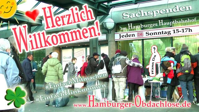 Die nächste Sachspenden-Verteilung (plus Infotermin) ist am 15.12. und 22.12. jeweils von 15 bis 17h Uhr am Hamburger Hauptbahnhof - Ausgang Kirchenallee - Unterm DB-Dach. Bringt gerne mit, was Ihr für Obdachlose spenden wollt. Seit 17.11. haben wir offiziell auch eine Genehmigung von der Deutschen Bahn für die Verteilung unterm Dach der DB.  www.hamburger-obdachlose.de#