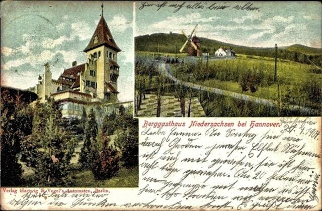 Struckmeyer´s Mühle auf einer Ansichtskarte von 1904, damals noch mit Windkraft in Betrieb