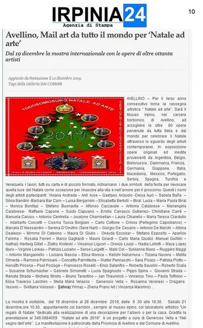 Pressebericht. Ausstellung in Avellino. Susanne Schumacher ist für Deutschland dabei.