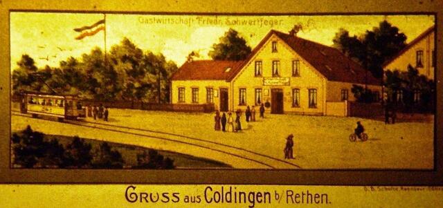 Die Gastwirtschaft mit Strassenbahn 1908