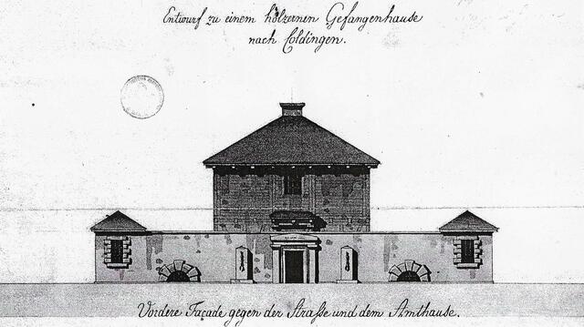 1800 Der Architekt Friedrich Weinbrenner plant das Koldinger Gefängnis.