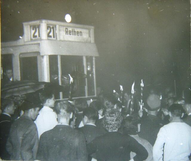 Die letzte Fahrt der Straßenbahn 21 am 16. August 1959