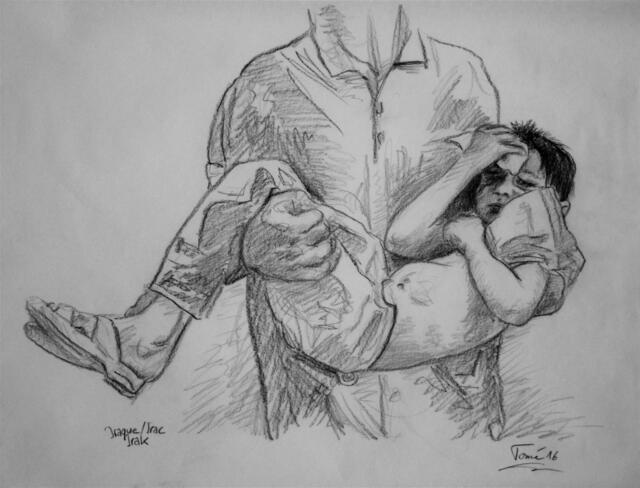 2286  P 3389  Kriegskind im Irak, warchild in Iraq, 50 X 37 cm, Augsburg, 12.11.2016