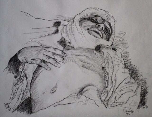 2287  P 3390  Kriegskind im Irak, warchild in Iraq, 50 X 37 cm, Augsburg, 12.11.2016