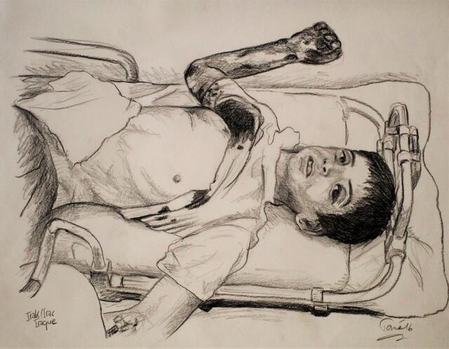 2288  P 3391  Kriegskind im Irak, warchild in Iraq, 50 X 37 cm, Augsburg, 12.11.2016
