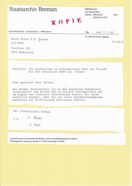 Bitte des Bremer Staatsarchivs | Foto: Staatsarchiv Bremen