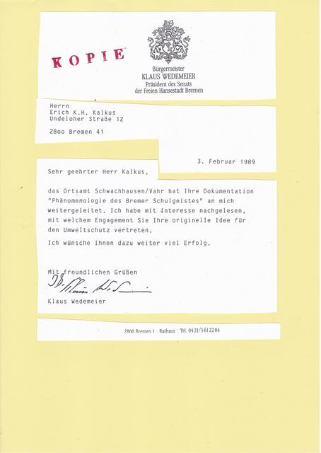 Hochschätzung der BAKI-Dokumenation von Klaus Wedemeier | Foto: Bürgermeister Klaus Wedemeier