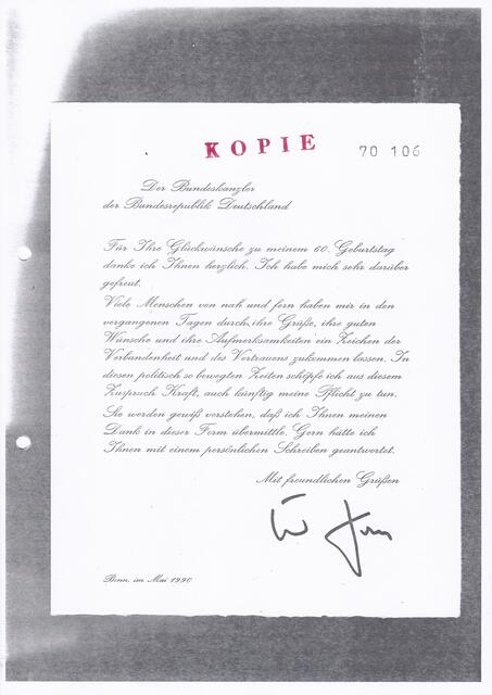 Scheiben von Herrn Bundekanzler Helmut Kohl