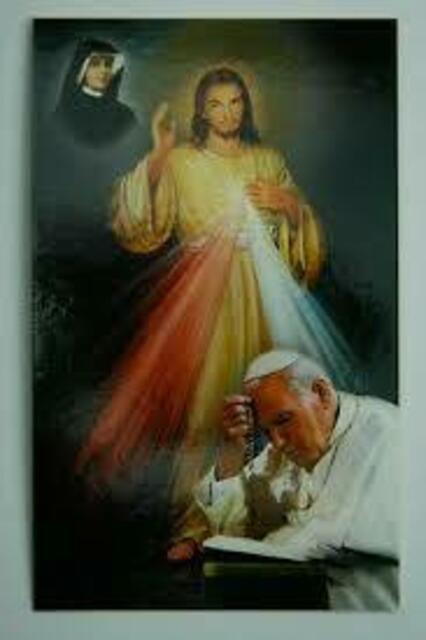 Hl. Sr. Faustina, Barmherzigkeits-Jeus und Hl. Papst Johannes Paul II | Foto: © Bild: www.ebay.de CC