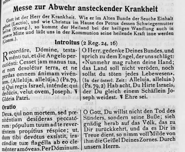Mess-Intention gegen ansteckende Krankheiten
© Bild: Privat - unbekannte Quelle CC