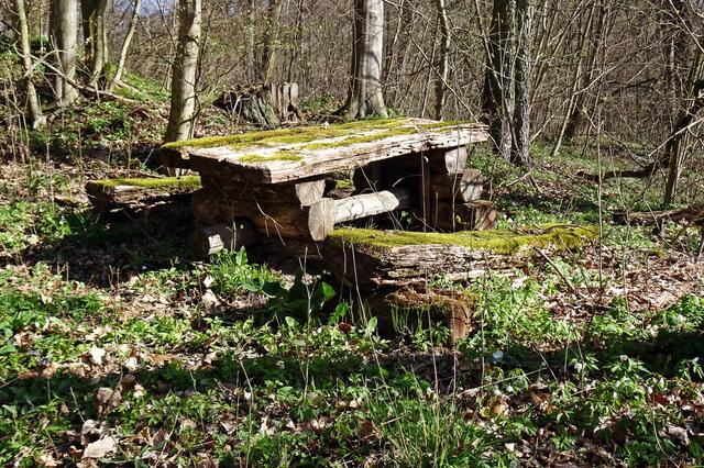 hier an dieser Bank haben wir früher unsere Ostereier verspeist