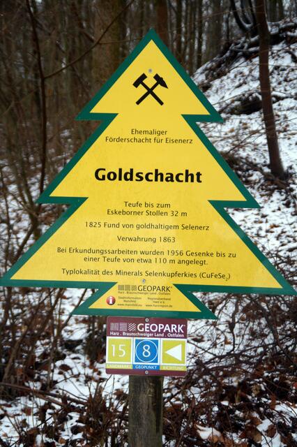 in diesem ehem. Eisenerz Schacht wurde 1825 goldhaltiges Selenerz gefunden. Aus dem daraus gewonnen  400 gr.  Gold Daraus wurden 116  anhaltinische Golddukaten geprägt (Archivbild)