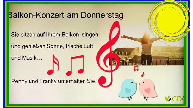 23. April 2020. Balkon Konzert III mit Penny und Franky in unserem Park GDA Hannover Kleefeld.
