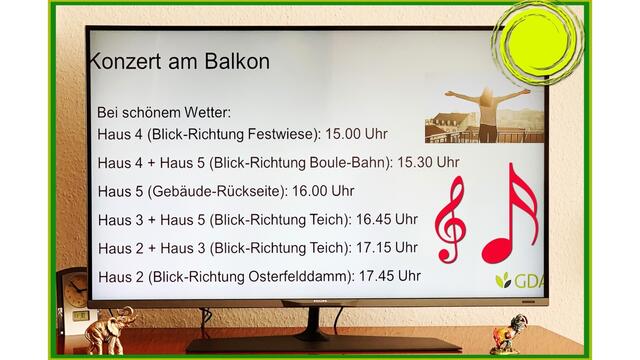 7. Mai 2020. I. Balkon-Konzert mit den Gebrüdern Mundrov in unserem Park. GDA Hannover Kleefeld.