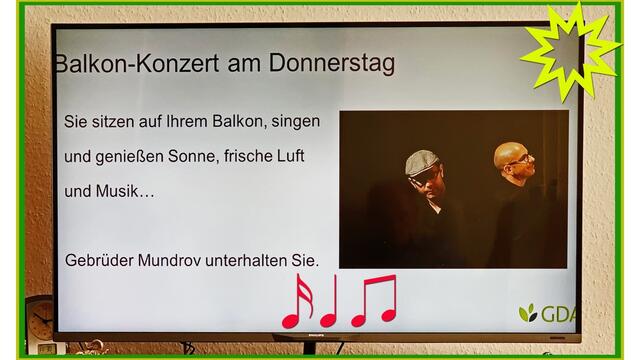 7. Mai 2020. III. Balkon-Konzert  mit den Gebrüdern Mundrov in unserem Park. GDA Hannover Kleefeld.