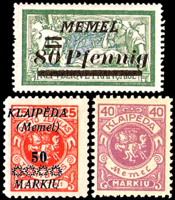 Briefmarken des Memellandes, 1920–1925 > gemeinfrei > https://de.wikipedia.org/wiki/Memelland#/media/Datei:Klaipeda_stamps1920_23.jpg | Foto: wie vor