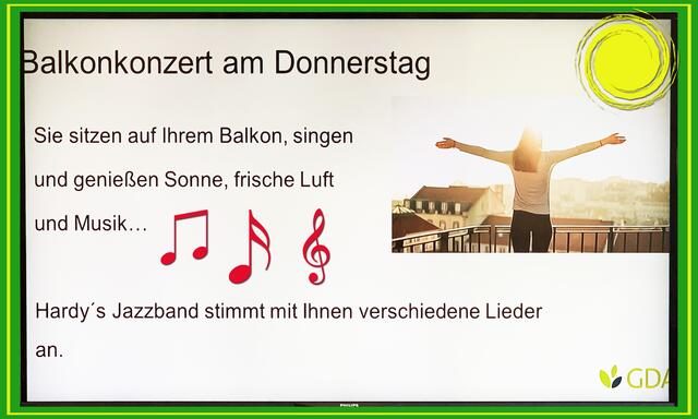 14. Mai 2020. Balkonkonzert I. mit Hardy's Jazzband in unserem Park.