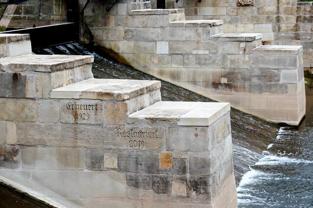 1929 wurde das Wehr erneut instand gesetzt. 2019 ist die jetzige Restaurierung abgeschlossen.