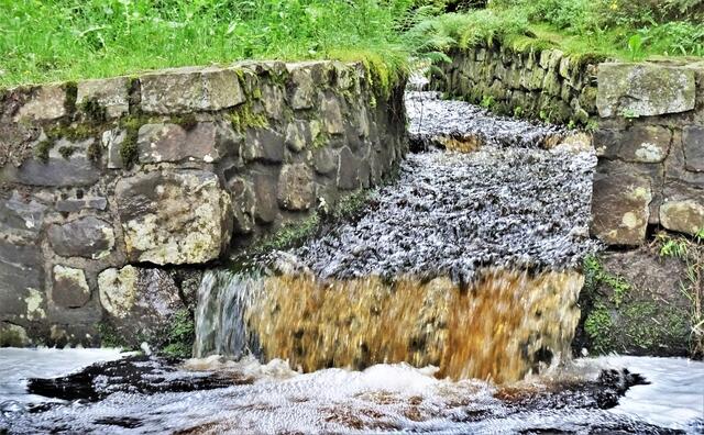 unterschiedliche  Farbe des Wassers durch unterschiedliche Fließgeschwindigkeit