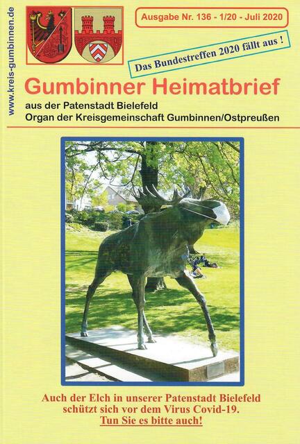 Gumbinner Heimatbrief Ausgabe Nr. 136 - 1/20 - Juli 2020 > auf Spendenbasis > https://kreis-gumbinnen.de/heimatbrief/ | Foto: wie vor