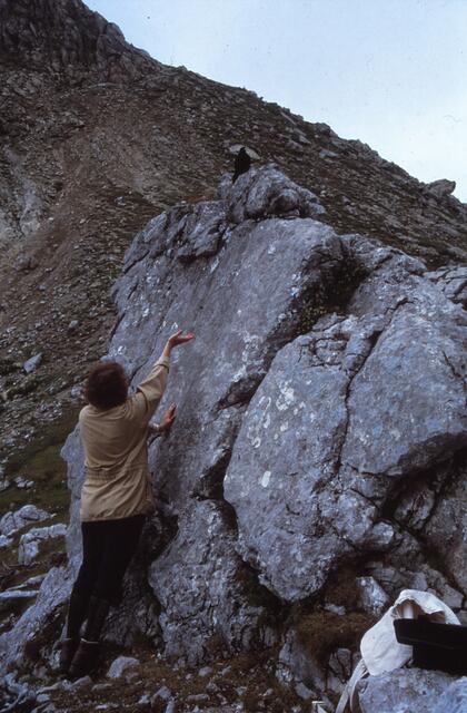 Angela lockt Dohle am "Tor" (2033 m)