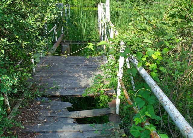 Über diese Brücke würde ich nicht mehr gehen ....  Am alten Berlin-Spandauer Schiffahrtskanal, Haselhorst.