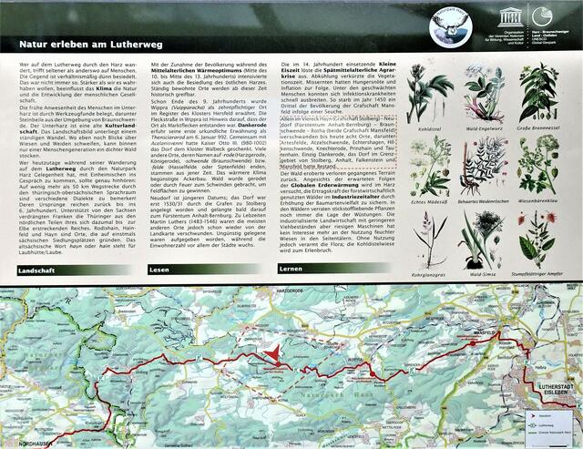 Informationstafel an der Naturerlebnisstation Heuweg am Lutherweg