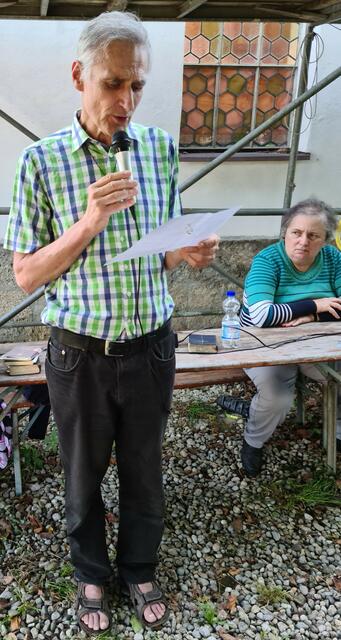 Mag. theol. Christian Schmaranzer beim Verlesen der, am 15. August 2020, dem Hochfest der leiblichen Aufnahme Mariens in den Himmel, an Salvatore Caputa gegebenen Vision
