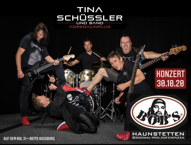 Gitarrist Aaron Hoffmann und Harald Zeidler, Bassist Thomas Sedlmeier und Rock Sängerin Tina Schüssler (Adrenalinplus) sorgen für gute Stimmung im Bobs | Foto: Annabell Fiebiger