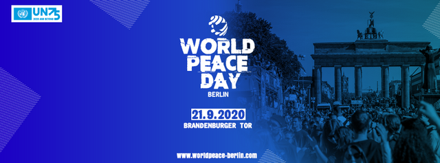 Logo World Peace Day der Vereinten Nationen  Berlin am 21. September 2020 vor dem Brandenbrger Tor | Foto: © Bild: www.worldpeace-berlin.com CC