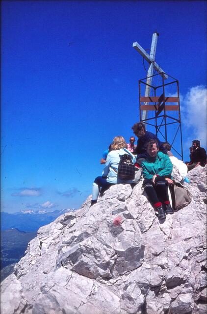 gemeinsam auf dem Gipfel von Sass Rigais, August 1973