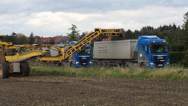 ein LKW wird beladen, der nächste wartet schon.