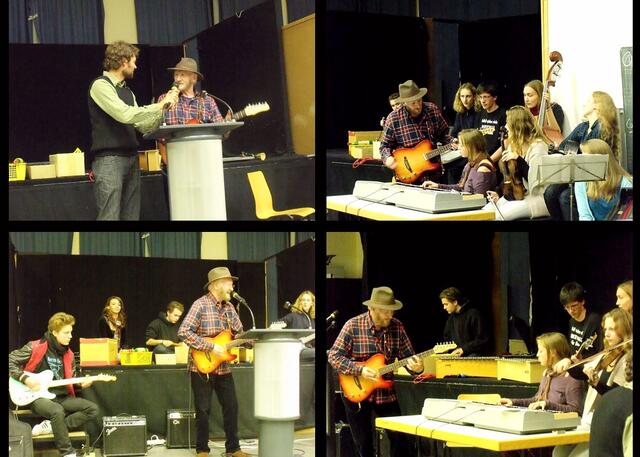 Tony Sheridan jammt mit den Schülern des Berliner John-Lennon-Gymnasiums.