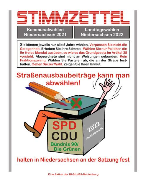 Logo: Straßenausbaubeiträge kann man abwählen | Foto: 2019 by Wilfried Reiser BI Dahlenburg