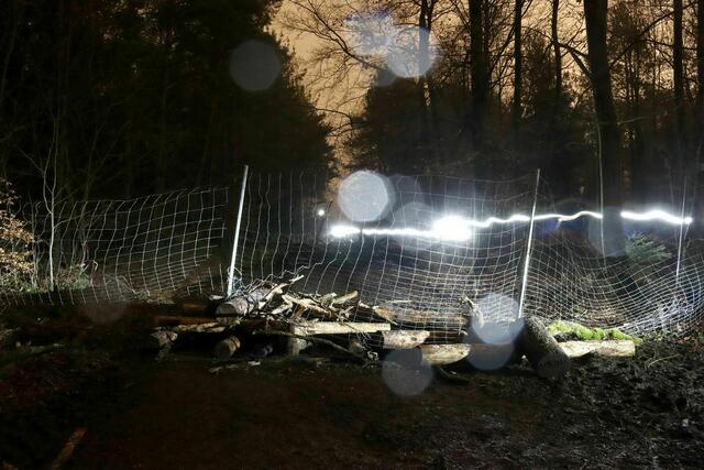 Da kamen gerade Aktivisten und haben mit ihren Taschenlampen für die Lichteffekte gesorgt.