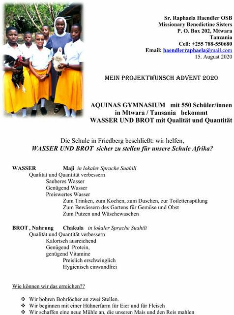 Über Generationen hinweg sind unter den Friedbergern der Gedanke und der Wille zur Hilfe für Ndanda/Tansania bis heute fest verwurzelt. Schwester Raphaelas Wünsche können mit den Spenden von 2020 erfüllt werden | Foto: Martha Reißner